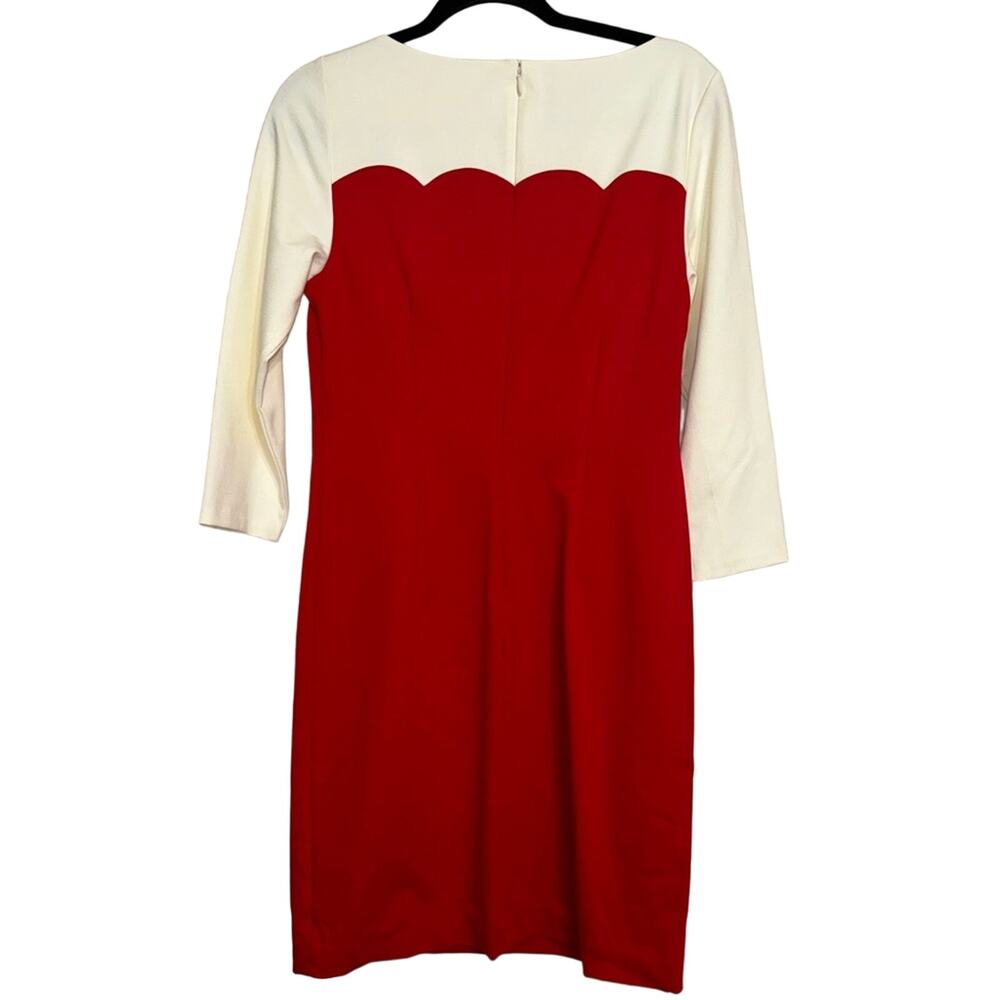 Talbots Midi Ponte Scalloped Color Block Dress Re… - image 2